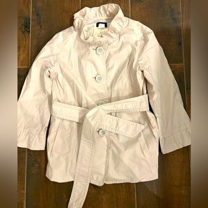 J Crew Womens Jacket Size 2 Ruffled Lightweight Khaki Belted Cotton High Collar